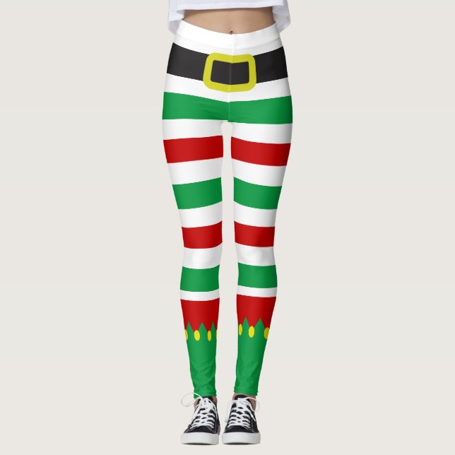 Rödad Elf-Grönt Röd julafton Novelty Leggings (Framsida)