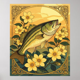 Rödakastron och Gult Jasmine Flowers Poster