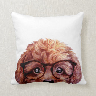 Rödaktig brunt för leksakpudel med exponeringsglas kudde