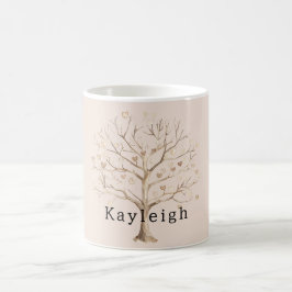 Rödaktig Kräm Hjärtan Träd Kaffemugg