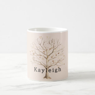 Rödaktig Kräm Hjärtan Träd Kaffemugg