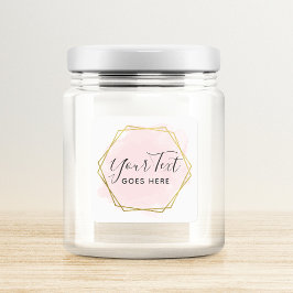 Rödaktig Rosa Akvarell & Modern Guld Geometrisk Ch Fyrkantigt Klistermärke