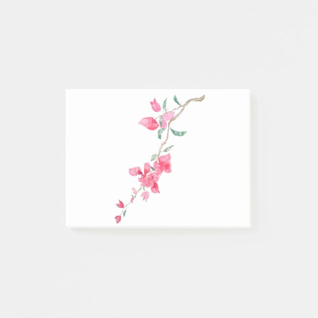 Rödaktig Rosa Bougainvillea blomma vattenfärg Post-it Block (Framsida)