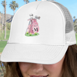 Rödaktig Rosa Golf Initial Monogram Keps