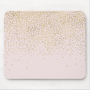 Rödaktig Rosa & Guld Konfetti Modern Glamour Trend Musmatta