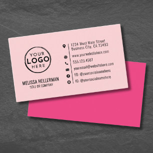 Rödaktig Rosa Minimalistisk Modern Anpassad Logoty Visitkort