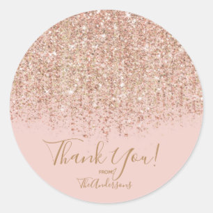 Rödaktig Rosa & Roséguld Glitter Glam Present åt F Runt Klistermärke