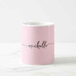 Rödaktig Rosa Stilig Monogram Signaturskrift Kaffemugg