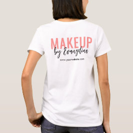 Rödaktig Rosa Svart Skrift Logotyp Sminkanställd T Shirt