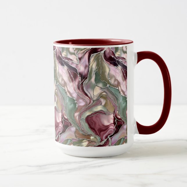 Rödaktig Salvia Marmor Mugg Lyx Abstrakt Kaffe Kop (Höger)