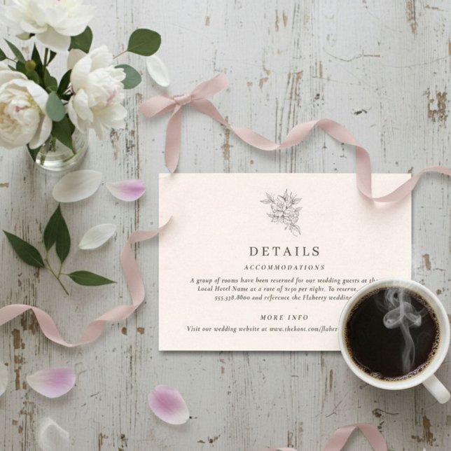 Rödaktigt Rosa Monogramdetaljer Inneslutningskort Tilläggskort (Blush Pink Monogram Details Enclosure Card)