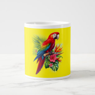 Rödaktropiska blommigtar jumbo mugg
