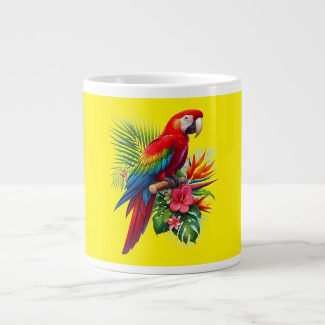 Rödaktropiska blommigtar jumbo mugg (Framsidan)
