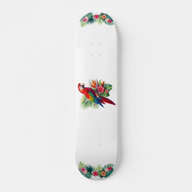 Rödaktropiska blommigtar mini skateboard bräda 18,5 cm (Framsida)