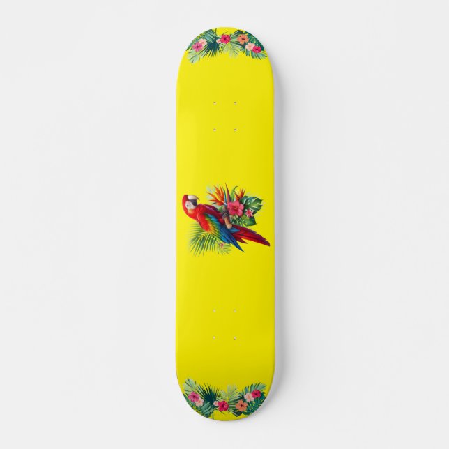 Rödaktropiska blommigtar mini skateboard bräda 18,5 cm (Framsida)