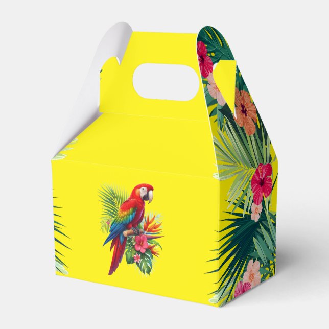 Rödaktropiska blommigtar presentaskar (Framsidan Sidan)