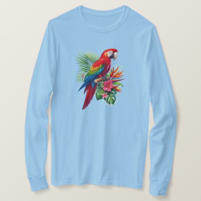 Rödaktropiska blommigtar t shirt (Design framsida)