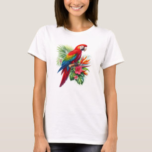 Rödaktropiska blommigtar t shirt