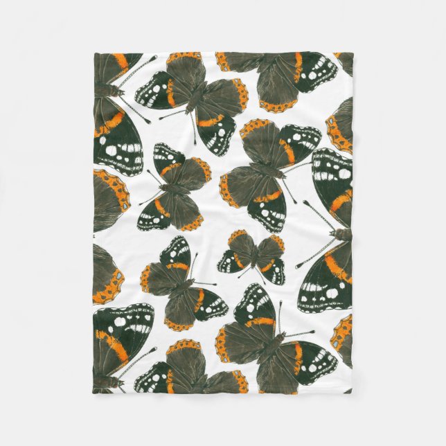 Rödamiral butterfly mönster fleecefilt (Framsidan)