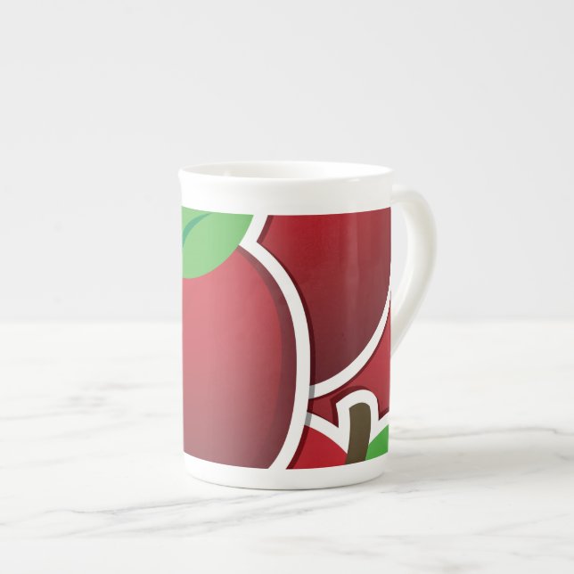Rödäpplen av funky benporslin mugg (Framsida höger)