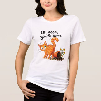 Rödbandad katt Rolig katt Krukväxt katastrof T Shirt
