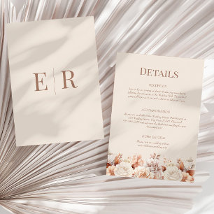 Rodbeige Monogram Bröllopsdetaljkort Inbjudningar
