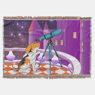 Rödbeige valp och teleskop filt