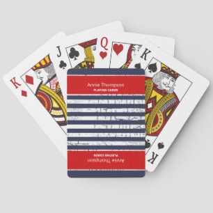 rödblå STRIPED DECK OF CARDS WITH NAMN Casinokort