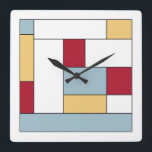 Rödblåa Gulten Färg Block Mid Century-fyrkanter Fyrkantig Klocka<br><div class="desc">Den här fantastiska moderna klockan i mitten av århundradet har rektangulära block av färg i blått,  rött,  gult,  vitt och svart. Lägg till lite roligt i väggen!</div>