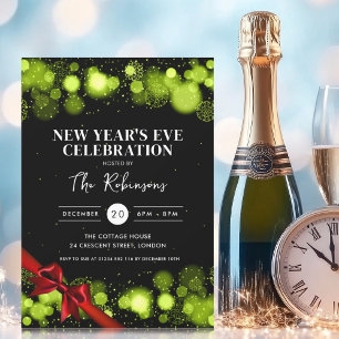  rödbladet för nyårsafton Grönt, svart vinter Inbjudningar