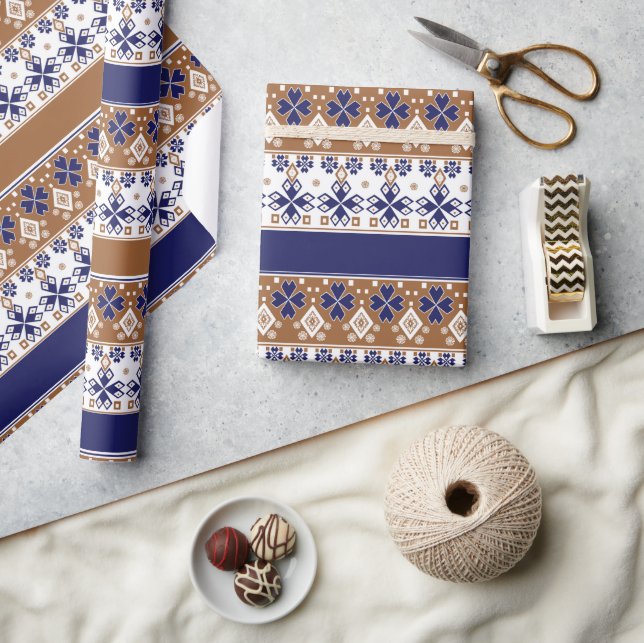Rödblått mönster presentpapper (Hantverk)