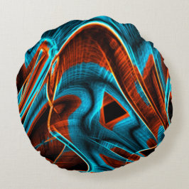 Rödblått och rödbränt med groovar rund kudde