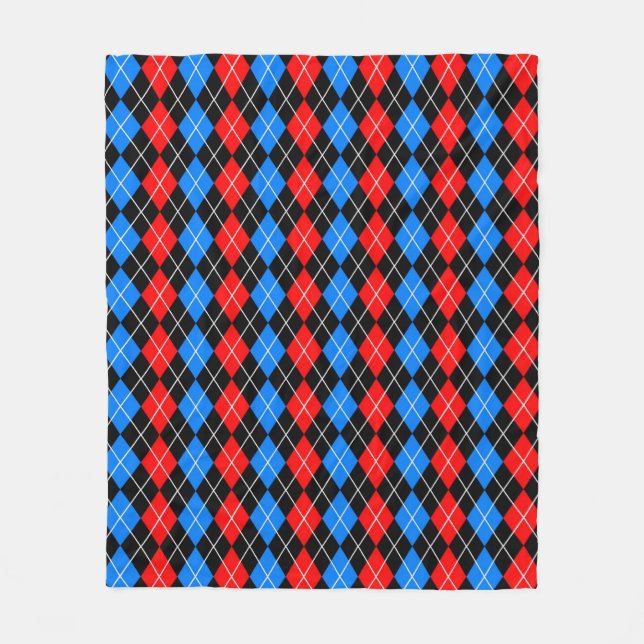 Rödblått svart argyle Diamond Mönster Design Fleecefilt (Framsidan)