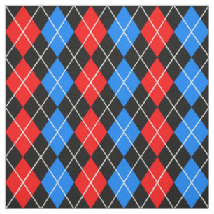 Rödblått svart argyle Diamond Mönster Design Tyg