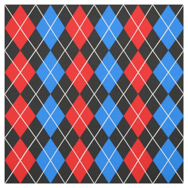 Rödblått svart argyle Diamond Mönster Design Tyg (Provkarta)