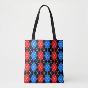 Rödblått svart argyle Diamond Mönster Design Tygkasse
