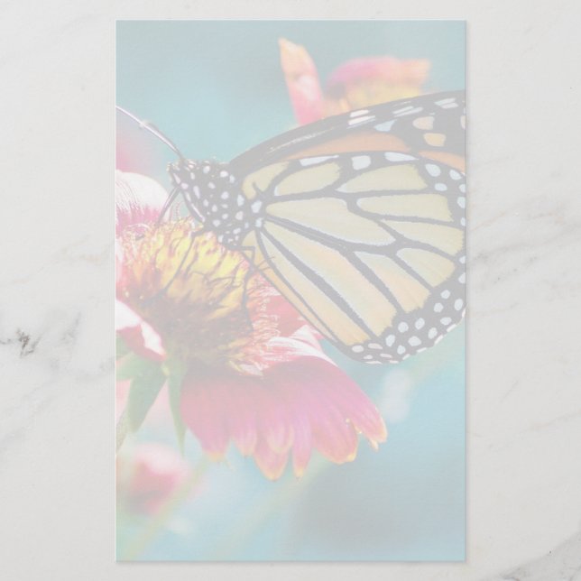 Rödblomma av monarch Butterfly Brevpapper (Framsida)