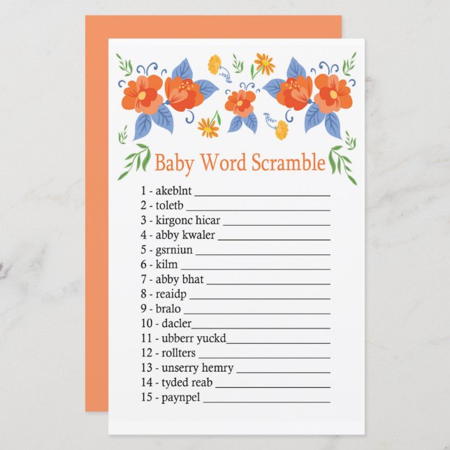 Rödblommor Baby ord (Fram/baksida)