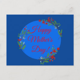 Rödblommor (blått) från mors dag mönster vykort