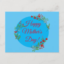 Rödblommor (blått) från mors dag mönster vykort