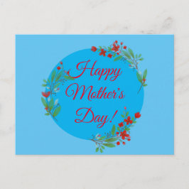 Rödblommor (blått) från mors dag mönster vykort