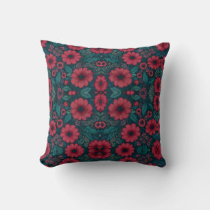 Rödblommor, grafisk design kudde