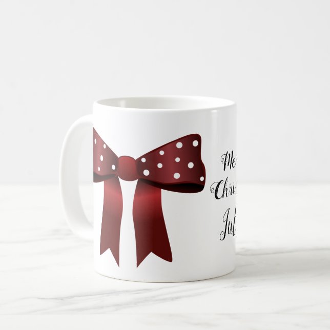 Rödböna och vita Chic av rödbrödda Eleganter Kaffemugg (Framsida vänster)