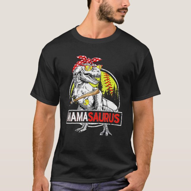 Rödbössan Softball Dinosaur Mamma Sauru för kvinno T Shirt (Framsida)