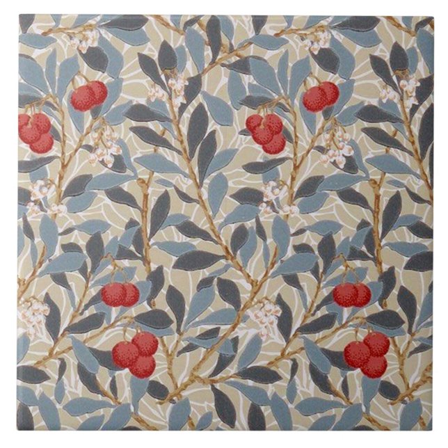 Rödbrödbärsträd, William Morris Kakelplatta (Framsidan)