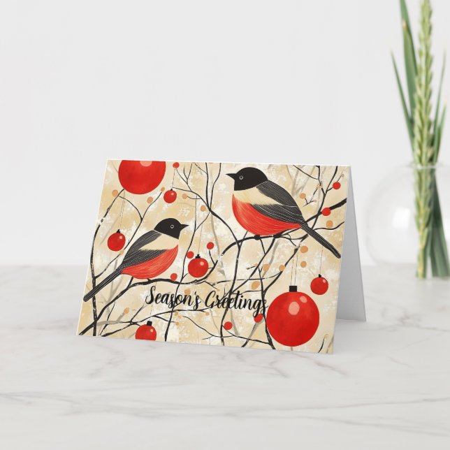 Rödbröst Julkort Kort (Framsida)