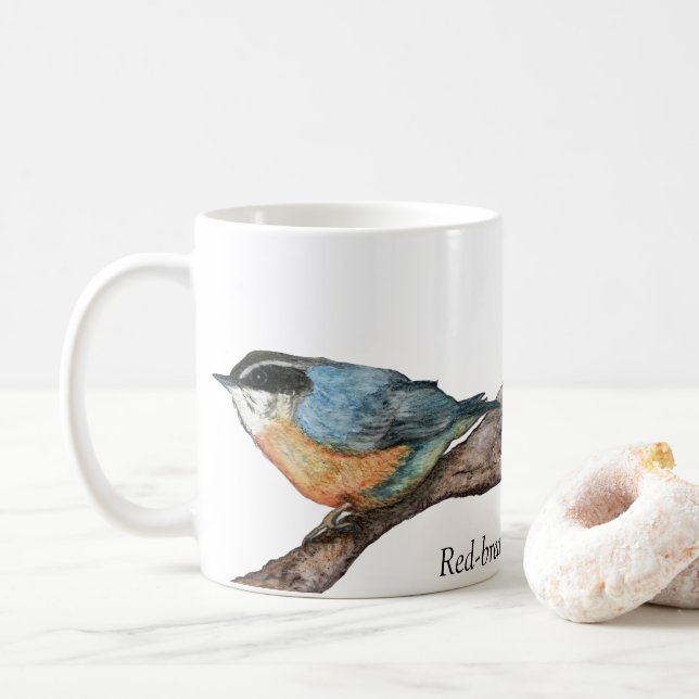 Rödbröst nuthatch White Coffee Mugg (Med munk)