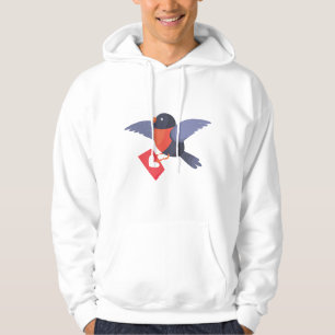Rödbröstad Fågel Flyger med Rött Hjärta Kärleksbre Hoodie