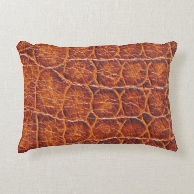 Rödbrun Alligator Skinntryck Prydnadskudde (Framsidan)
