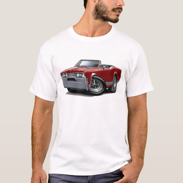 Rödbrun cabriolet 1967 för Olds Cutlass T-shirt (Framsida)